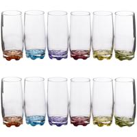 Secret de Gourmet Drinkglazen - 12x stuks - waterglazen - 380 ml - kleurenmix