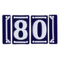 Best for Boots huisnummer 80 - met sierrand - Oudhollands - emaille - blauw/wit