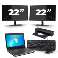 Dell Latitude E6440 - Intel Core i7-4e Generatie - 14 inch - 8GB RAM - 256GB SSD - Windows 11 + 2x 22 inch Monitor