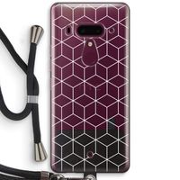 Zwart-witte kubussen: HTC U12+ Transparant Hoesje met koord