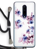 Waterverf bloemen: OnePlus 7 Pro Transparant Hoesje met koord