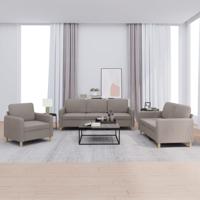3-delige Loungeset met kussens stof taupe