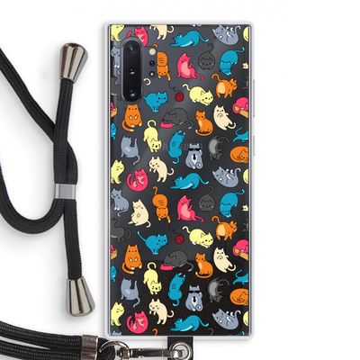 Kleurrijke katten: Samsung Galaxy Note 10 Plus Transparant Hoesje met koord