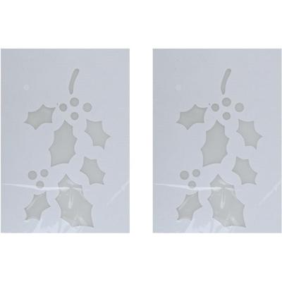 Kerst raamsjabloon hulsttakken - 2x - wit - 35 cm - raamdecoratie - kerstversiering