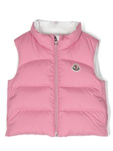 Moncler Enfant gilet matelassé à patch logo - Rose