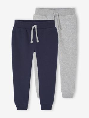 Set van 2 basic joggingbroeken voor jongens marineblauw