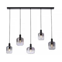 Freelight Hanglamp Vario 5 lichts L120 cm rook glas zwart - thumbnail