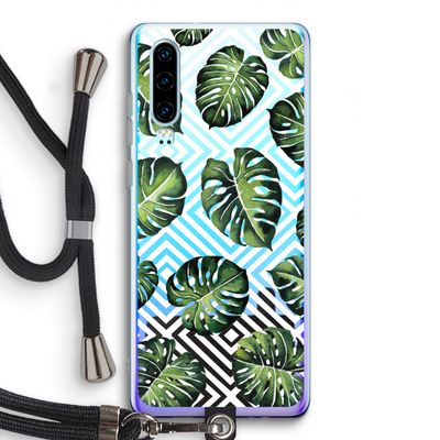 Geometrische jungle: Huawei P30 Transparant Hoesje met koord