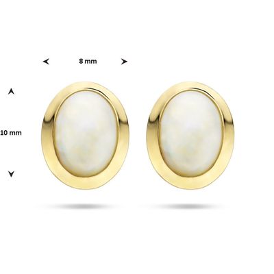 Oorknoppen Ovaal geelgoud-opaal 2 x 0,14 ct geelgoud-wit 10 x 8 mm