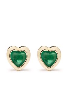 Ef Collection puces d'oreilles Heart en or 14ct serties d'émeraude