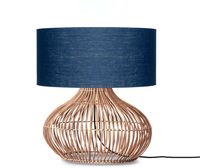 GOOD&MOJO Tafellamp 'Kalahari' Rotan en linnen, 65cm, kleur Naturel/Denimblauw