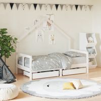 Kinderbedframe met lades 80x160 cm massief grenenhout wit - thumbnail