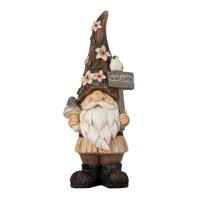 Kabouter/dwerg tuindecoratie beeldje - met bordje 'welcome' - H60 - steen