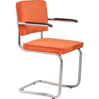 Zuiver Ridge Rib Kink Eetkamerstoelen leuning Oranje - Set van 2