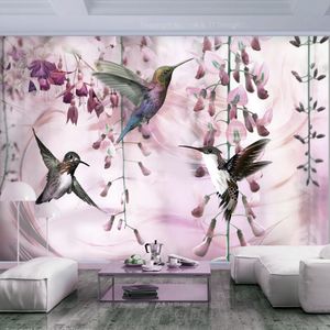 Zelfklevend fotobehang - Kolibries, Roze, 8 maten, premium print