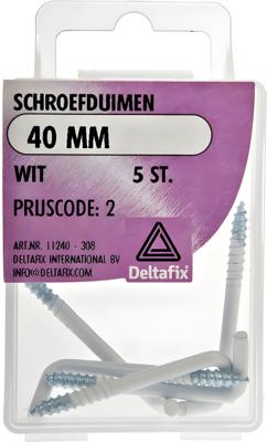 Schroefduim 40mm wit 5st - Deltafix