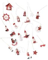 HEMA Houten kersthangers rood - 20 stuks (multi)
