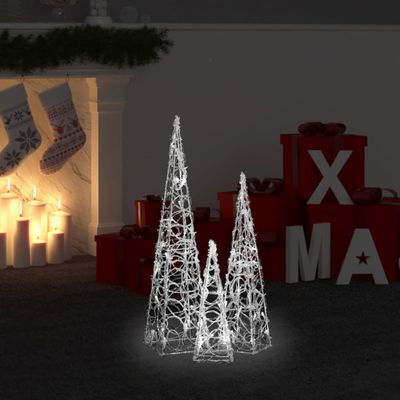 VidaXL Lichtkegelset decoratief led 30/45/60 cm acryl koudwit