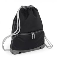 Gymtas rugtas Sporty - zwart - met rijgkoord - 49 x 35 cm - 18 liter - kleine rugzak - polyester - thumbnail