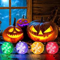 4 stuks led-pompoenlicht met de afstandsbediening waterdicht voor halloween decoratie kleur veranderende waterdichte led-verlichting voor vakantiefeest decor glazen vaas zwembad onderwaterlamp Lightinthebox