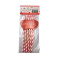 Set van 6 rietjes met hart 19,7x0,6 cm