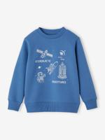 Jongenssweater Basics met grafische motieven middenblauw - thumbnail