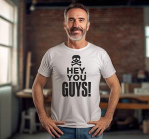 T-shirt met tekst 'Hey you guys'