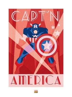 Kunstdruk Marvel Deco Captain America 60x80cm