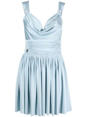 Philipp Plein robe courte plissée à col drapé - Bleu