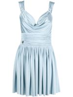 Philipp Plein robe courte plissée à col drapé - Bleu