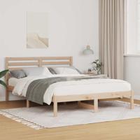 Bedframe met hoofdeinde Bruin 140 x 190 cm Massief grenenhout