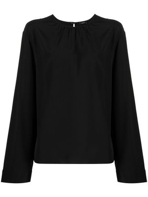 JOSEPH blouse en soie à col froncé - Noir