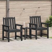 Tuinstoel met kussen 2 pcs Zwart 65.5 x 59 x 88cm Kunststof