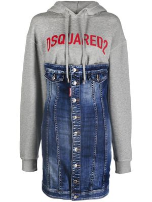 DSQUARED2 robe-hoodie à logo imprimé - Bleu