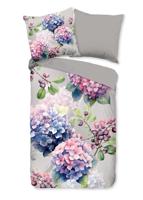 Good Morning Dekbedovertrek "hortensia bloemen" - Grijs - (135x200 cm) - Katoen
