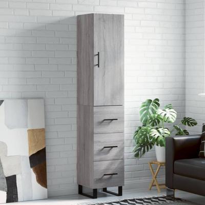 Hoge kast 34,5x34x180 cm bewerkt hout grijs sonoma eikenkleurig