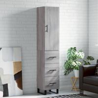 Hoge kast 34,5x34x180 cm bewerkt hout grijs sonoma eikenkleurig
