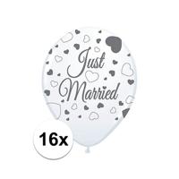 Ballonnen just married - 16x - wit - 30 cm - bruiloft
