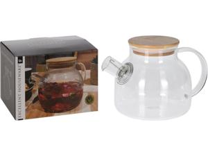 Excellent Houseware Theepot Borosilcaat Glas Met Bamboo Deksel En Teezeef 1