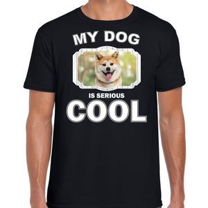 Honden liefhebber shirt Akita inu my dog is serious cool zwart voor heren