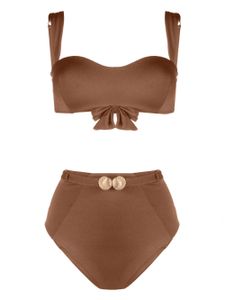 Noire Swimwear bikini bandeau à motif coquillage - Marron