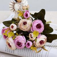 1 bundel retro thee rozen bruid boeket kunstmatige bloemen (licht paars)