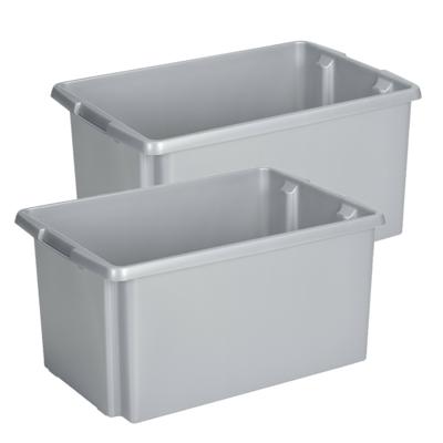 Sunware opslagbox Nesta - 2x - kunststof - 51 liter - grijs - 59 x 39 x 29 cm - stapelbaar Sunware opslagbox Nesta - 2x - kunststof - 51 liter - grijs - 59 x 39 x 29 cm - stapelbaar