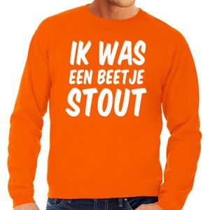 Oranje Ik was een beetje stout sweater voor heren