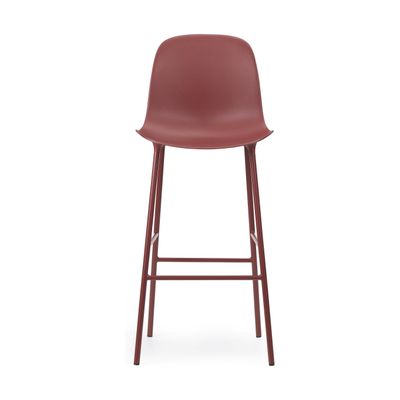 Normann Copenhagen Form barkruk H65 hoge rug Red vierpoot staal