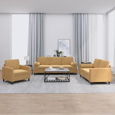 3-delige Loungeset met kussens fluweel bruin