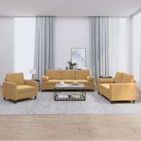 3-delige Loungeset met kussens fluweel bruin