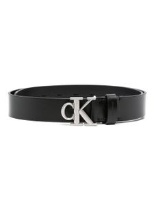 Calvin Klein Jeans ceinture en cuir à plaque monogrammé - Noir