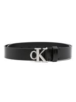 Calvin Klein Jeans ceinture en cuir à plaque monogrammé - Noir - thumbnail