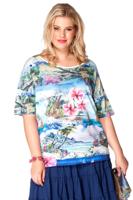 Yoek Wijd shirt Tropical | Blauw | Maat XXL